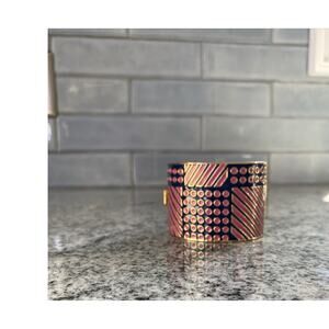 Banana Republic Bracelet Womens Navy Blue Pink Wide Cuff Bangle Fashion Jewelry